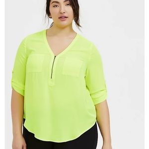 Torrid Geogette Half-Zip Front Blouse